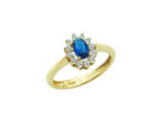 Δαχτυλίδι Ροζέτα Χρυσό 9 Καρατίων Μπλε Λευκές Ζιργκόν Πέτρες Γυναικείο