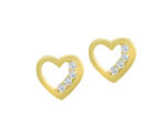 Σκουλαρίκια Χρυσά 14 Καρατίων Καρδιές Ζιργκόν Λευκές Πέτρες Γυναικεία