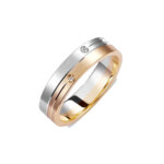 Βέρες Δίχρωμες 14Κ Γάμου Χρυσές Λευκόχρυσες Ζιργκόν Πέτρες