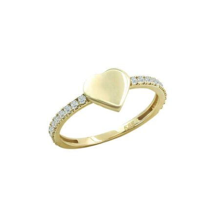 Χρυσό Δαχτυλίδι Καρδιά 14 Καρατίων Ζιργκόν Πέτρες Γυναικείο