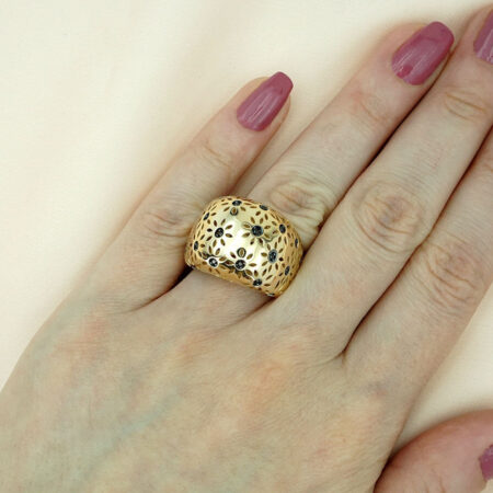 Χρυσό Δαχτυλίδι με Μαύρες Πέτρες 14Κ Γυναικείο
