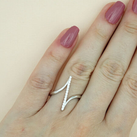 Λευκόχρυσο Δαχτυλίδι με Ζιργκόν Πέτρες Λευκές 14 Καράτια Γυναικείο