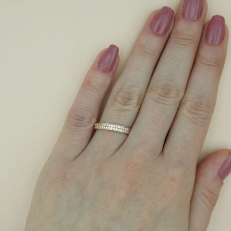 Μισόβερο Δαχτυλίδι Ροζ Χρυσό 14Κ Ζιργκόν Λευκές Πέτρες Γυναικείο