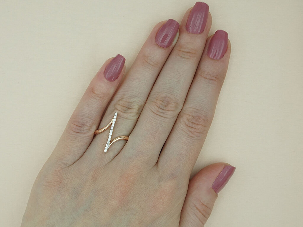 Ροζ Χρυσό Δαχτυλίδι 14 Καράτια Ζιργκόν Λευκές Πέτρες Γυναικείο