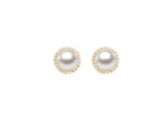 Καρφωτά Σκουλαρίκια Μαργαριτάρια με Ζιργκόν Πέτρες Λευκές Επίχρυσο Ασήμι 925 Γυναικεία