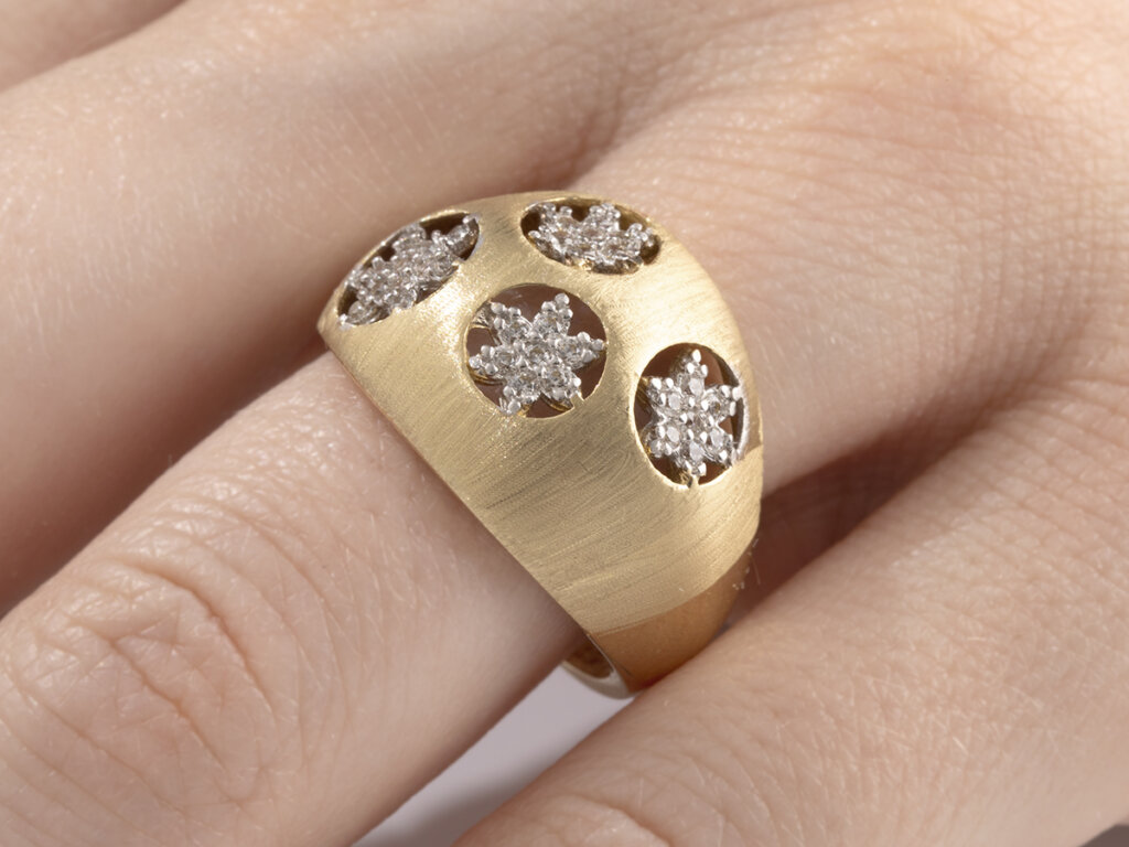 Γυναικείο Δαχτυλίδι Χρυσό 14Κ με Λουλούδια από Ζιργκόν Πέτρες