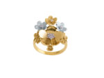 Δαχτυλίδι Δίχρωμο Χρυσό με Λουλούδια 14Κ Ζιργκόν Πέτρες