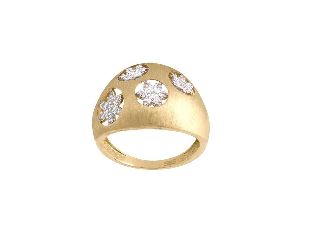 Δαχτυλίδι Χρυσό 14Κ με Λουλούδια Ζιργκόν Πέτρες Γυναικείο