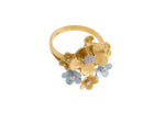 Γυναικείο Δαχτυλίδι Δίχρωμο Χρυσό με Λουλούδια 14Κ Πέτρες Ζιργκόν