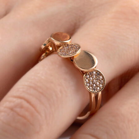 Γυναικείο Δαχτυλίδι Ροζέτα Ροζ Χρυσό 14 Καράτια Ζιργκόν Πέτρες