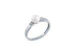 Λευκόχρυσο Δαχτυλίδι με Μαργαριτάρι 14 Καρατίων Ζιργκόν Πέτρες Λευκές Γυναικείο
