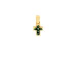 Μοντέρνος Γυναικείος Σταυρός Με Ζιργκόν Πράσινες Πέτρες 14Κ
