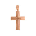 Μοντέρνος Ροζ Χρυσός Σταυρός 14Κ