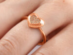 Ροζ Χρυσό Δαχτυλίδι Καρδιά 14 Καρατίων Πέτρες Ζιργκόν Κόσμημα Δώρο