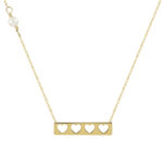 Γυναικείο Χρυσό Κολιέ Με Καρδούλες 14Κ Μαργαριτάρι