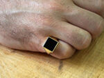 Ανδρικό Δαχτυλίδι Χρυσό Μαύρο Όνυχα Κ14 Κόσμημα Γάμος Αρραβώνας Δώρο
