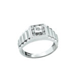 Δαχτυλίδι Ανδρικό Λευκόχρυσο 14 Καράτια Ζιργκόν