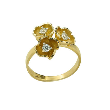 Δαχτυλίδι Χειροποίητο Χρυσό 14 Καρατίων Ζιργκόν Πέτρες