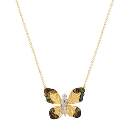 Γυναικείο Χρυσό Κολιέ Πεταλούδα Με Ζιργκόν Λευκές Πέτρες 14Κ