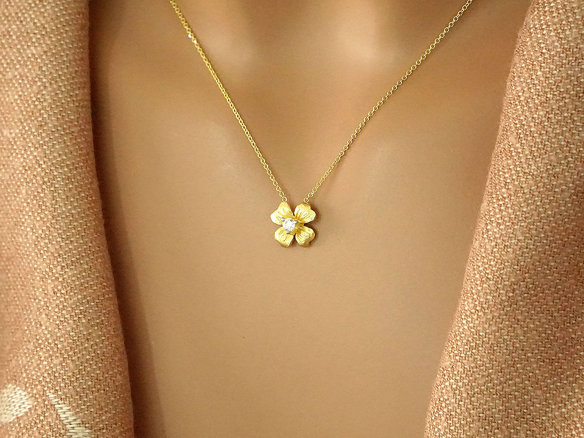 Κίτρινο Χρυσό Κρεμαστό Λουλούδι Ζιργκόν Πέτρα 14Κ Γυναίκα Κόσμημα Δώρο