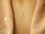 Κίτρινος Χρυσός Σταυρός Ζιργκόν Αλυσίδα