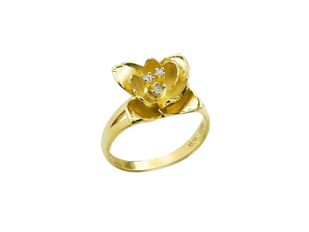 Χειροποίητο Δαχτυλίδι Λουλούδι Με Ζιργκόν Χρυσό 14Κ