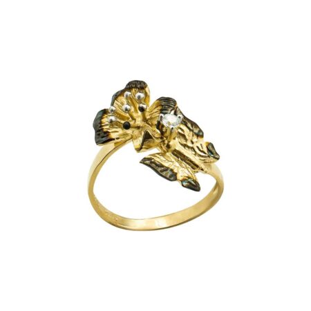 Χειροποίητο Δαχτυλίδι Με Ζιργκόν Και Μαύρο Πλατίνωμα Χρυσό 14Κ