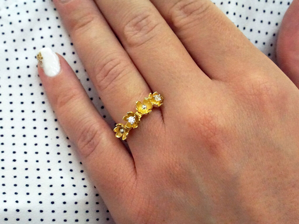 Χειροποίητο Χρυσό Δαχτυλίδι Λουλούδια Ζιργκόν Κ14 Γυναίκα Κόσμημα Πέτρες