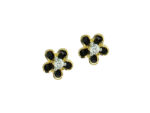 Χρυσά Σκουλαρίκια Με Ζιργκόν Πέτρα Μαύρο Πλατίνωμα 14Κ