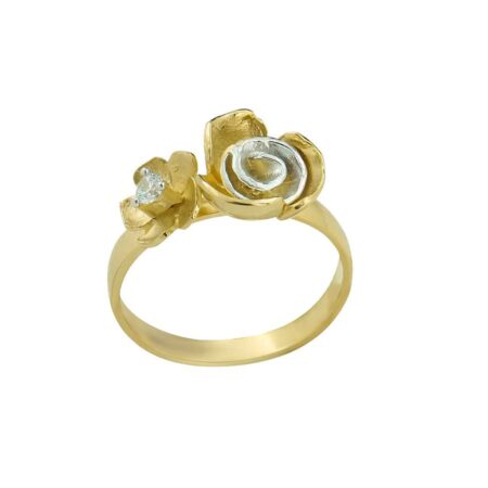 Χρυσό Δαχτυλίδι Χειροποίητο Λουλούδια Ζιργκόν Πέτρα Κ14