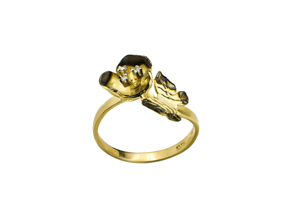 Χρυσό Δαχτυλίδι Χειροποίητο Μαύρο Πλατίνωμα Ζιργκόν Πέτρες Κ14