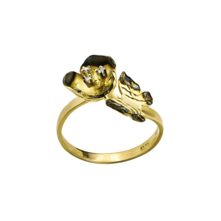 Χρυσό Δαχτυλίδι Χειροποίητο Μαύρο Πλατίνωμα Ζιργκόν Πέτρες Κ14