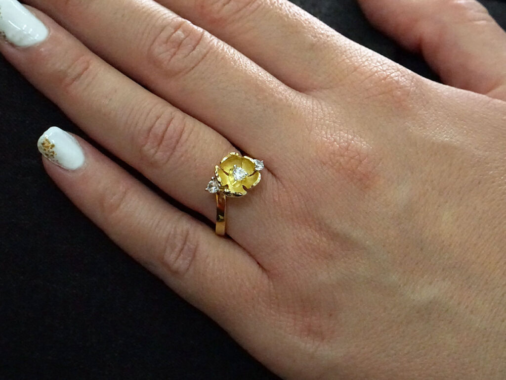 Χρυσό Χειροποίητο Δαχτυλίδι Λουλούδι Ζιργκόν Πέτρες 14Κ Γυναίκα Κόσμημα