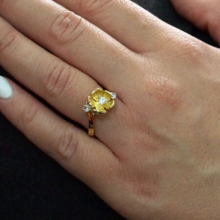 Χρυσό Χειροποίητο Δαχτυλίδι Λουλούδι Ζιργκόν Πέτρες 14Κ Γυναίκα Κόσμημα