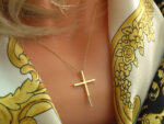 Χρυσός Σταυρός Με Αλυσίδα 14 Καρατίων Ζιργκόν Πέτρες Γυναικείο Κόσμημα Αρραβώνας Βάπτιση Κορίτσι