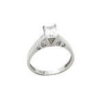 Δαχτυλίδι Λευκόχρυσο Μονόπετρο Ζιργκόν Κοπή Baguette Κ14