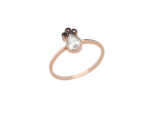 Ροζ Επίχρυσο Δαχτυλίδι Σε Σχήμα Δάκρυ Ασήμι 925 Λευκές Πέτρες Ζιργκόν