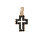 Σταυρουδάκι Γυναικείο Ροζ Χρυσό Μαύρες Ζιργκόν Κ14