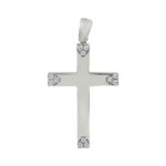 Σταυρός Γυναικείος Λευκόχρυσος 14 Καρατίων Με Ζιργκόν