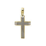 Βαπτιστικός Σταυρός Δίχρωμος Σε χρυσό 14 Καρατίων