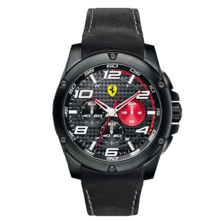 Ανδρικό Ρολόι Με Μαύρο Δερμάτινο Λουράκι Ferrari SF104 Paddock Chronograph (κωδ: 0830030)