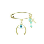 Χρυσή Παραμάνα Με Ματάκι Σταυρουδάκι 9 Καράτια