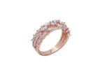 Ασημένιο Δαχτυλίδι Με Ζιργκόν Λευκές Πέτρες Ροζ Επίχρυσο 925