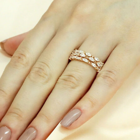 Γυναικείο Ασημένιο Δαχτυλίδι Με Ζιργκόν Λευκές Πέτρες Ροζ Επιχρύσωμα 925