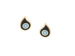 Σκουλαρίκια Με Σμάλτο Μαύρο Γαλάζιο Χρυσά 9Κ Καρφωτά Γυναικεία