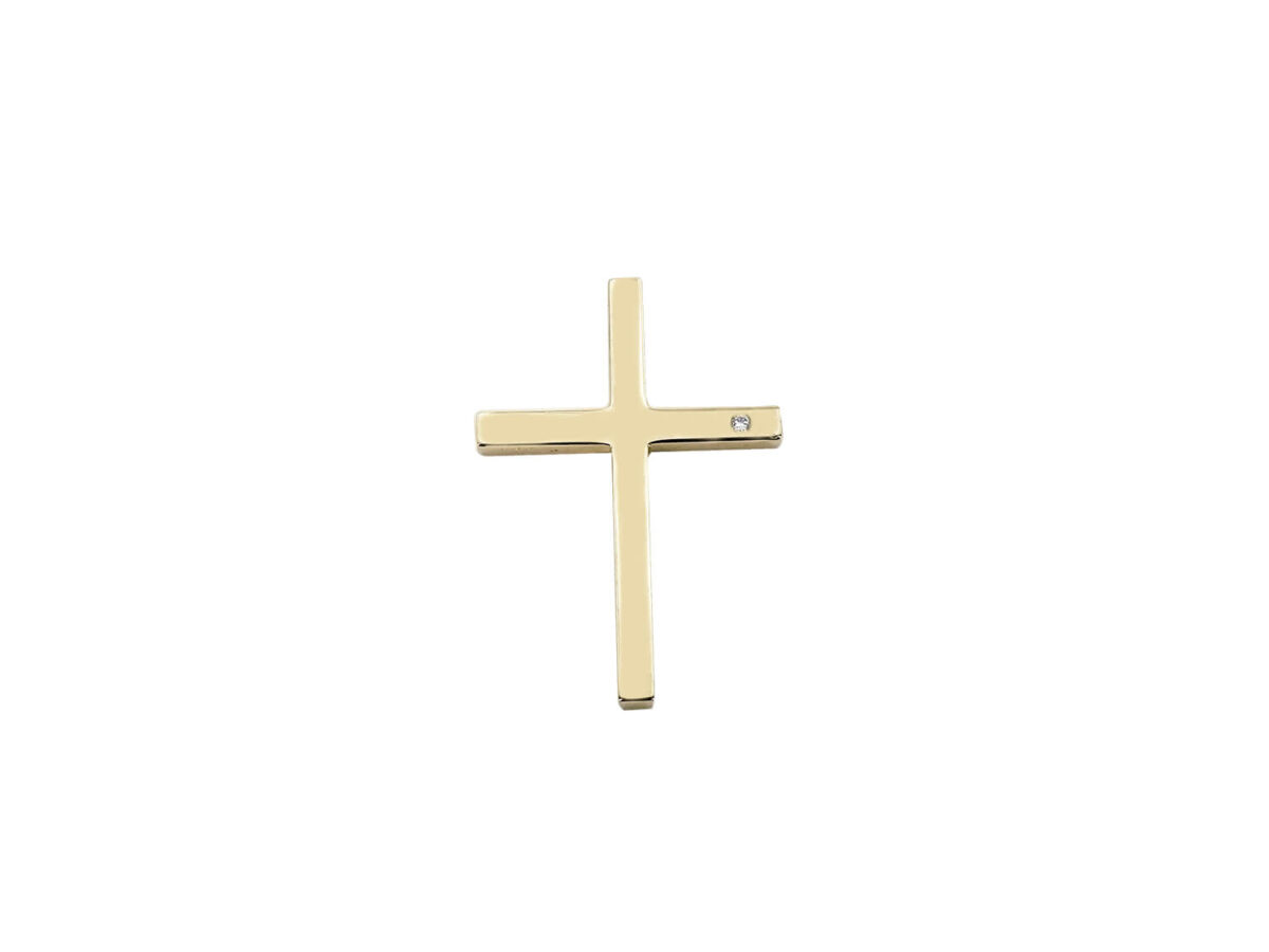 Χρυσός Σταυρός Με Ζιργκόν Πέτρα 14Κ Διπλής Όψης Γυναικείος