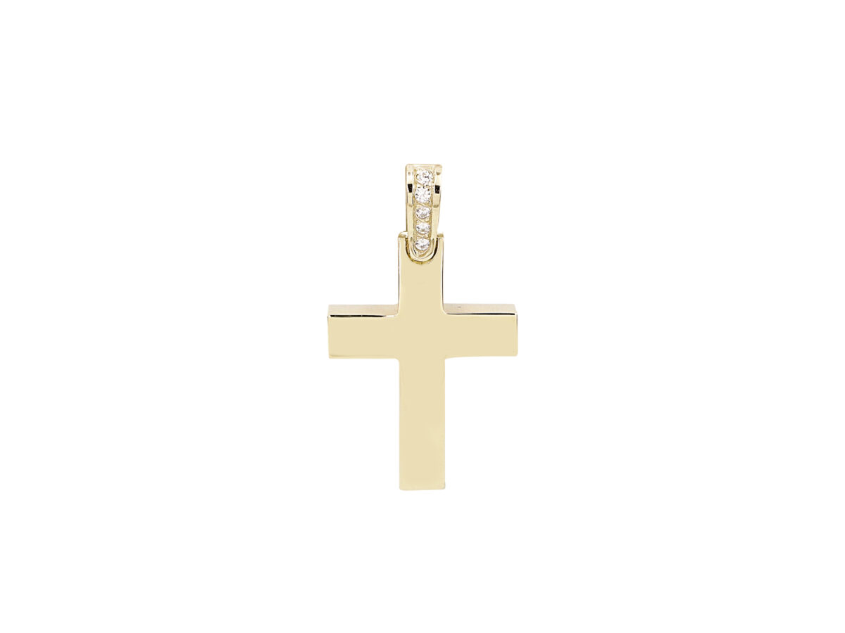 Γυναικείος Χρυσός Σταυρός Με Ζιργκόν Πέτρες 14 Καρατίων Αρραβώνας Γάμος Βάπτιση