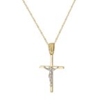 Δίχρωμος Χρυσός Σταυρός Με Αλυσίδα Κίτρινος Χρυσός Λευκόχρυσος Εσταυρωμένος 9 Καράτια Unisex