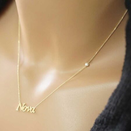 Γυναικείο Κολιέ Νονά Χρυσό 9 Καράτια Με Λευκό Μαργαριτάρι