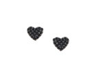 Καρφωτά Σκουλαρίκια Καρδιά Με Μαύρες Πέτρες Ζιργκόν Σε Ροζ Χρυσό 9Κ